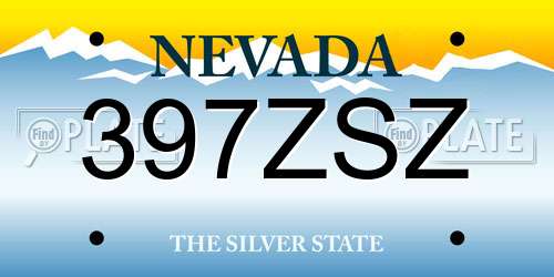 397ZSZ Nevada License Plate