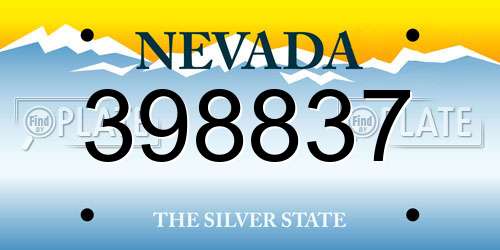 398837 Nevada License Plate