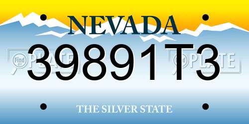 39891T3 Nevada License Plate