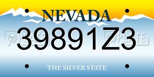 39891Z3 Nevada License Plate