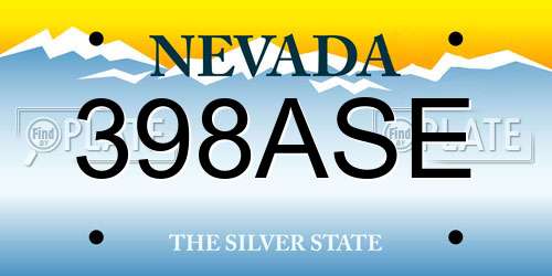 398ASE Nevada License Plate