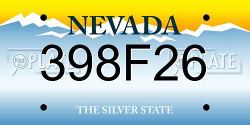 398F26 Nevada License Plate