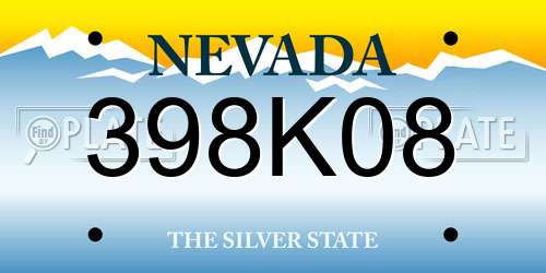 398K08 Nevada License Plate