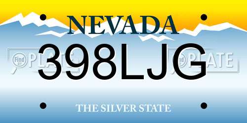 398LJG Nevada License Plate