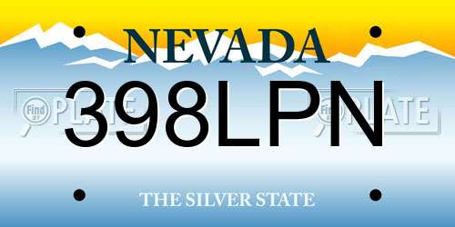 398LPN Nevada License Plate