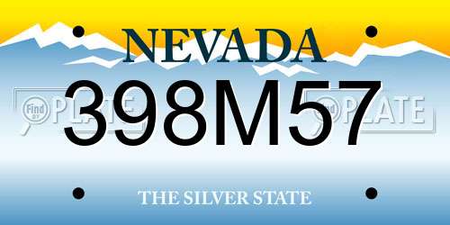 398M57 Nevada License Plate