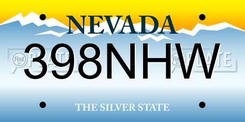 398NHW Nevada License Plate