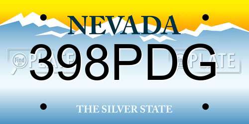 398PDG Nevada License Plate