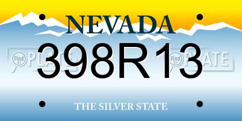 398R13 Nevada License Plate