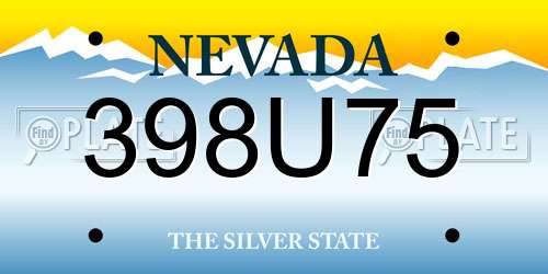 398U75 Nevada License Plate