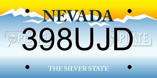 398UJD Nevada License Plate