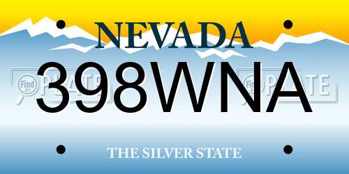 398WNA Nevada License Plate