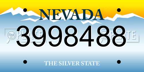 3998488 Nevada License Plate