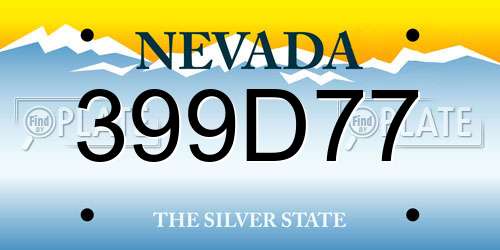 399D77 Nevada License Plate
