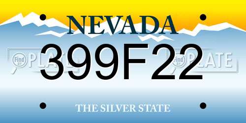 399F22 Nevada License Plate