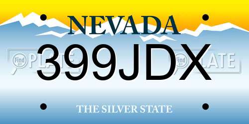 399JDX Nevada License Plate