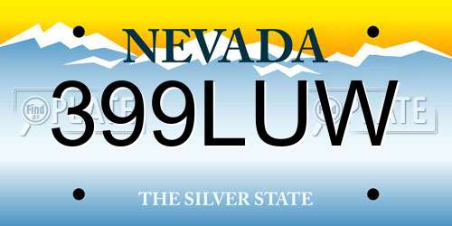 399LUW Nevada License Plate