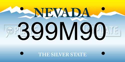 399M90 Nevada License Plate