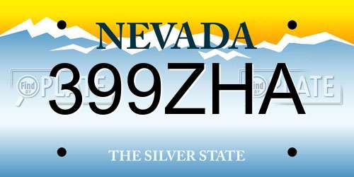 399ZHA Nevada License Plate