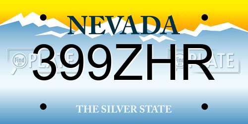 399ZHR Nevada License Plate