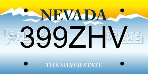 399ZHV Nevada License Plate