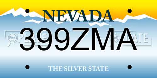 399ZMA Nevada License Plate