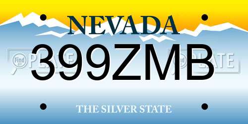 399ZMB Nevada License Plate