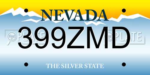 399ZMD Nevada License Plate