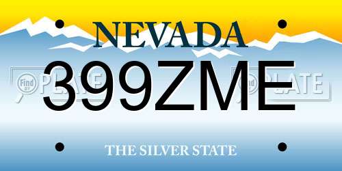 399ZME Nevada License Plate