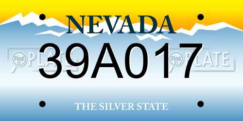 39A017 Nevada License Plate