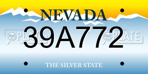 39A772 Nevada License Plate