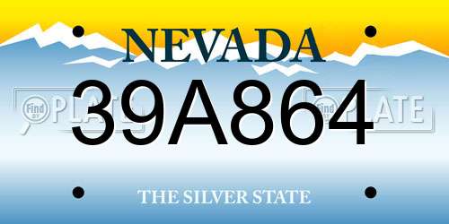 39A864 Nevada License Plate