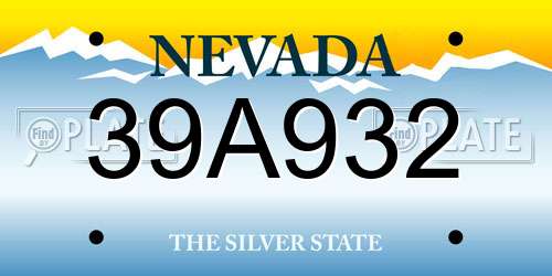 39A932 Nevada License Plate