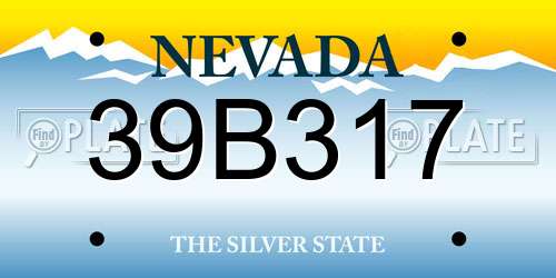 39B317 Nevada License Plate