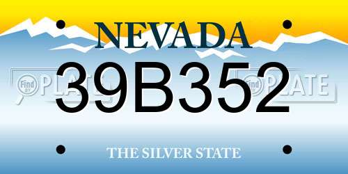 39B352 Nevada License Plate