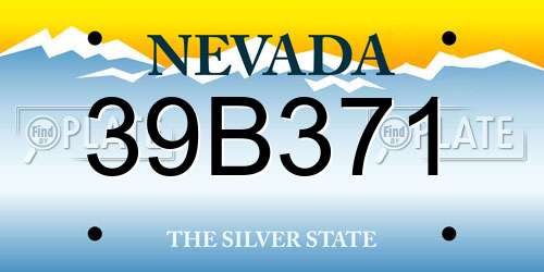 39B371 Nevada License Plate