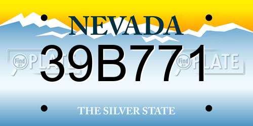 39B771 Nevada License Plate