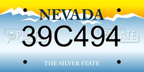 39C494 Nevada License Plate