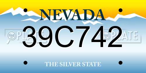 39C742 Nevada License Plate