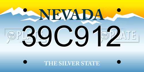 39C912 Nevada License Plate