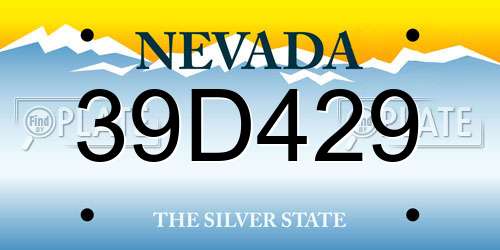 39D429 Nevada License Plate