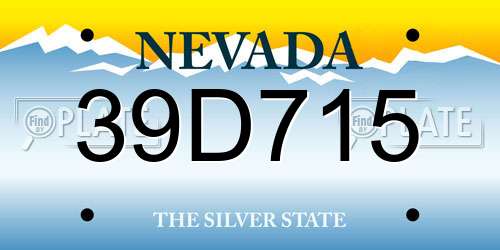 39D715 Nevada License Plate