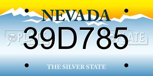 39D785 Nevada License Plate