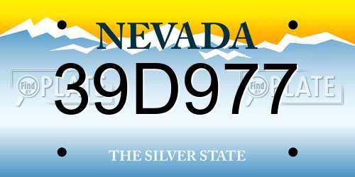 39D977 Nevada License Plate