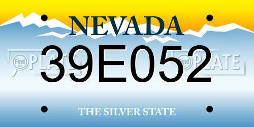 39E052 Nevada License Plate