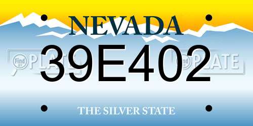 39E402 Nevada License Plate