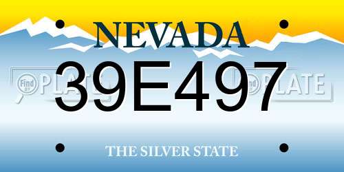 39E497 Nevada License Plate