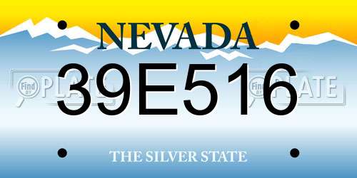 39E516 Nevada License Plate