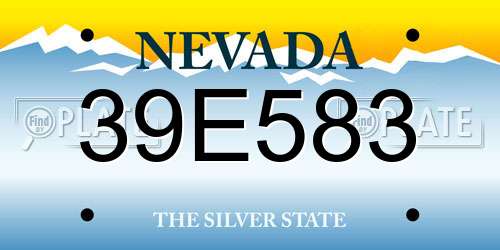 39E583 Nevada License Plate