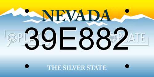 39E882 Nevada License Plate